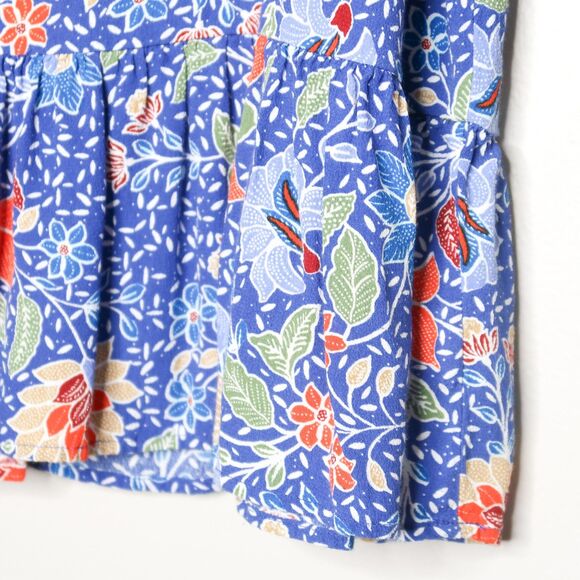 Loft Womens Tank Top Medium Blue Orange Floral Multicolor Feminine Spring Summer - Picture 6 of 7